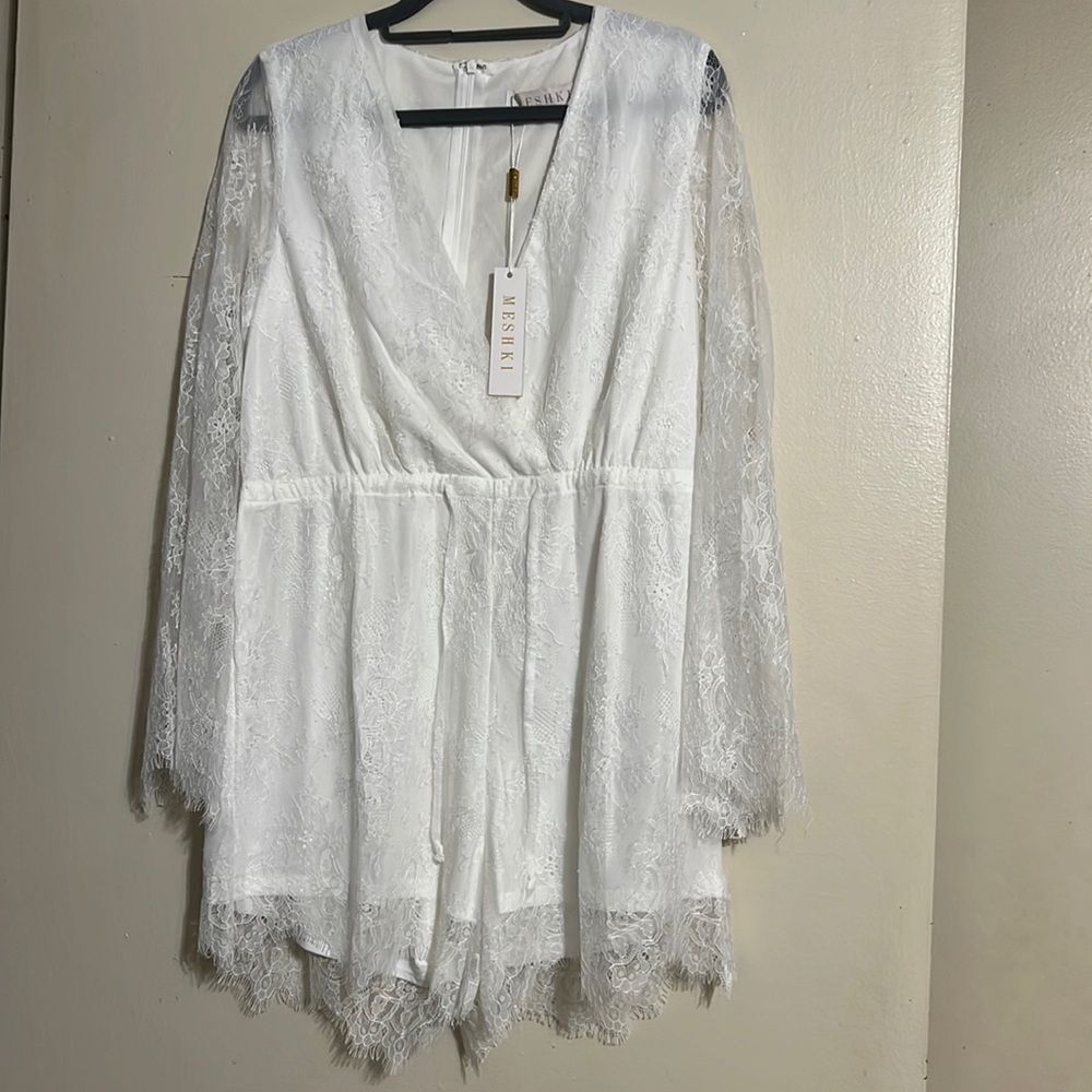 Meshki Lace white romper